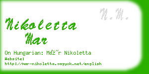 nikoletta mar business card